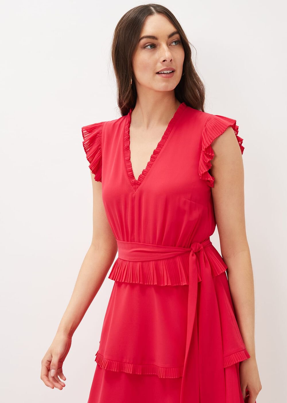 Josephina Tiered Midi Dress Lipstick