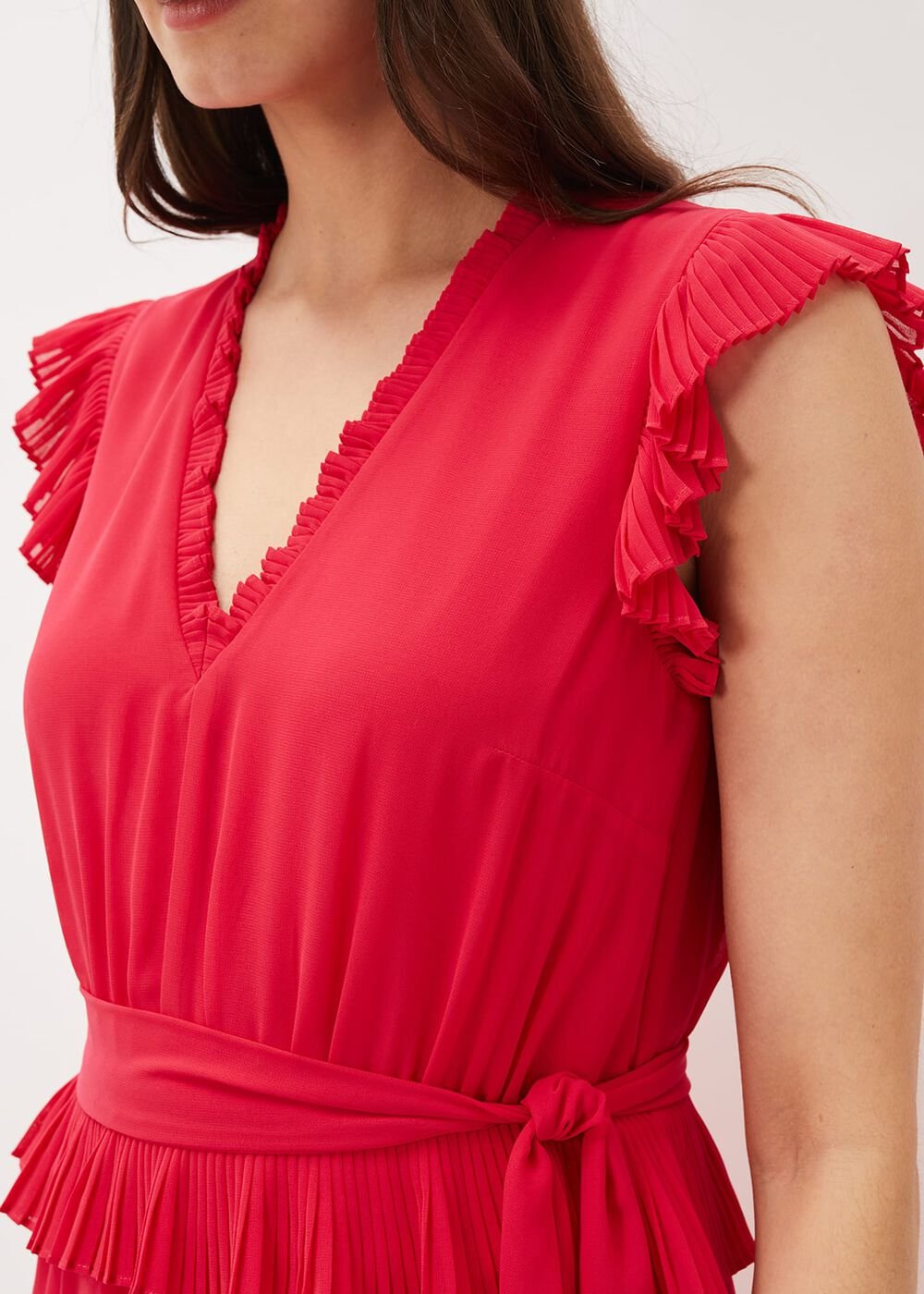 Josephina Tiered Midi Dress Lipstick