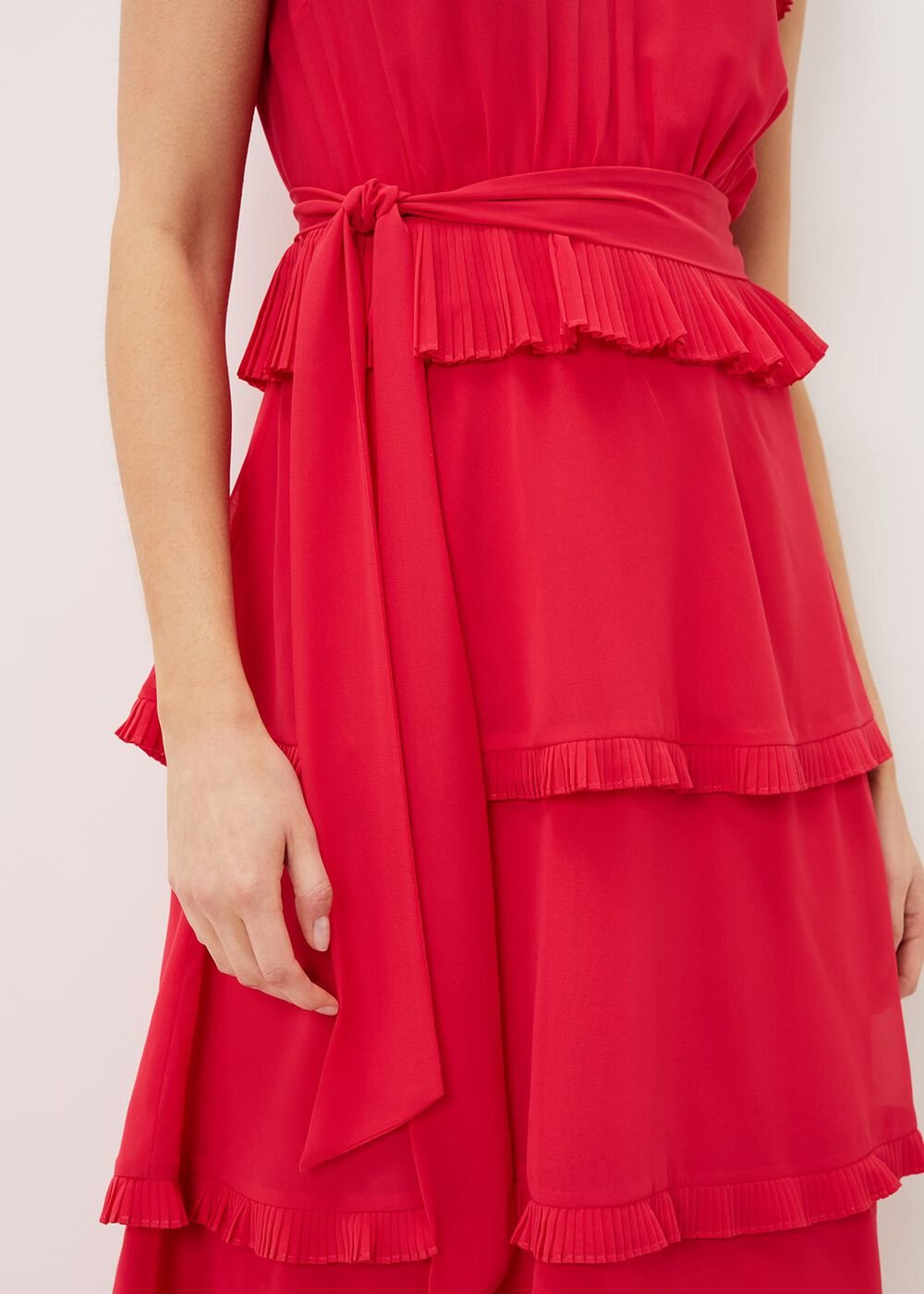 Josephina Tiered Midi Dress Lipstick