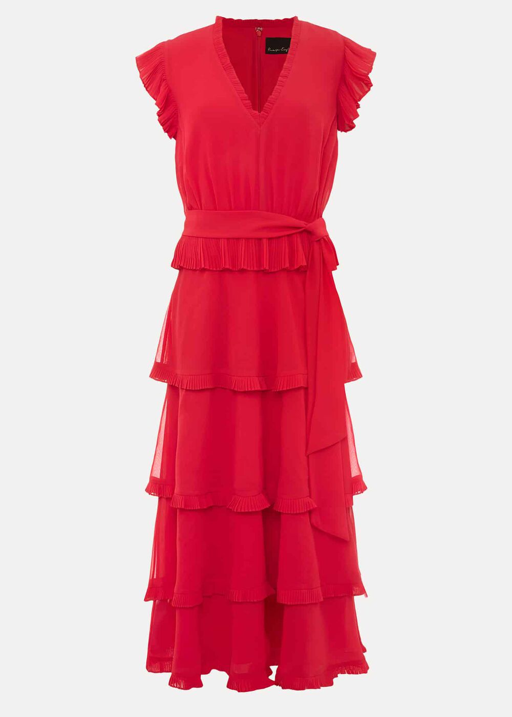 Josephina Tiered Midi Dress Lipstick