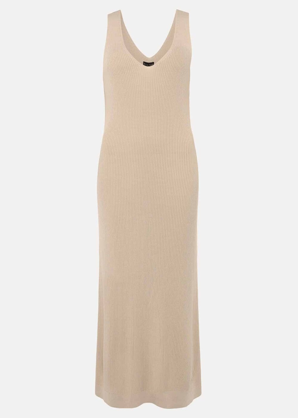 Lindan Ribbed Knit Midi Dress Stone