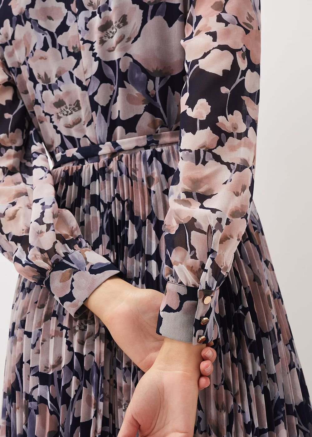 Fredrika Floral Pleated Maxi Dress Navy/Multi