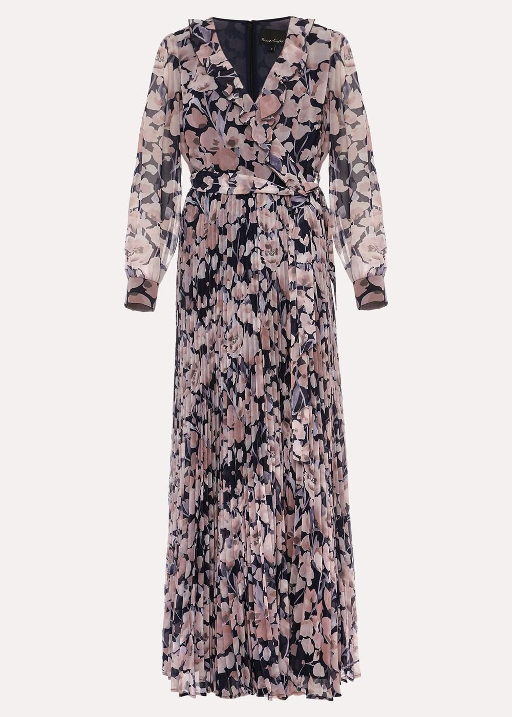 Fredrika Floral Pleated Maxi Dress Navy/Multi