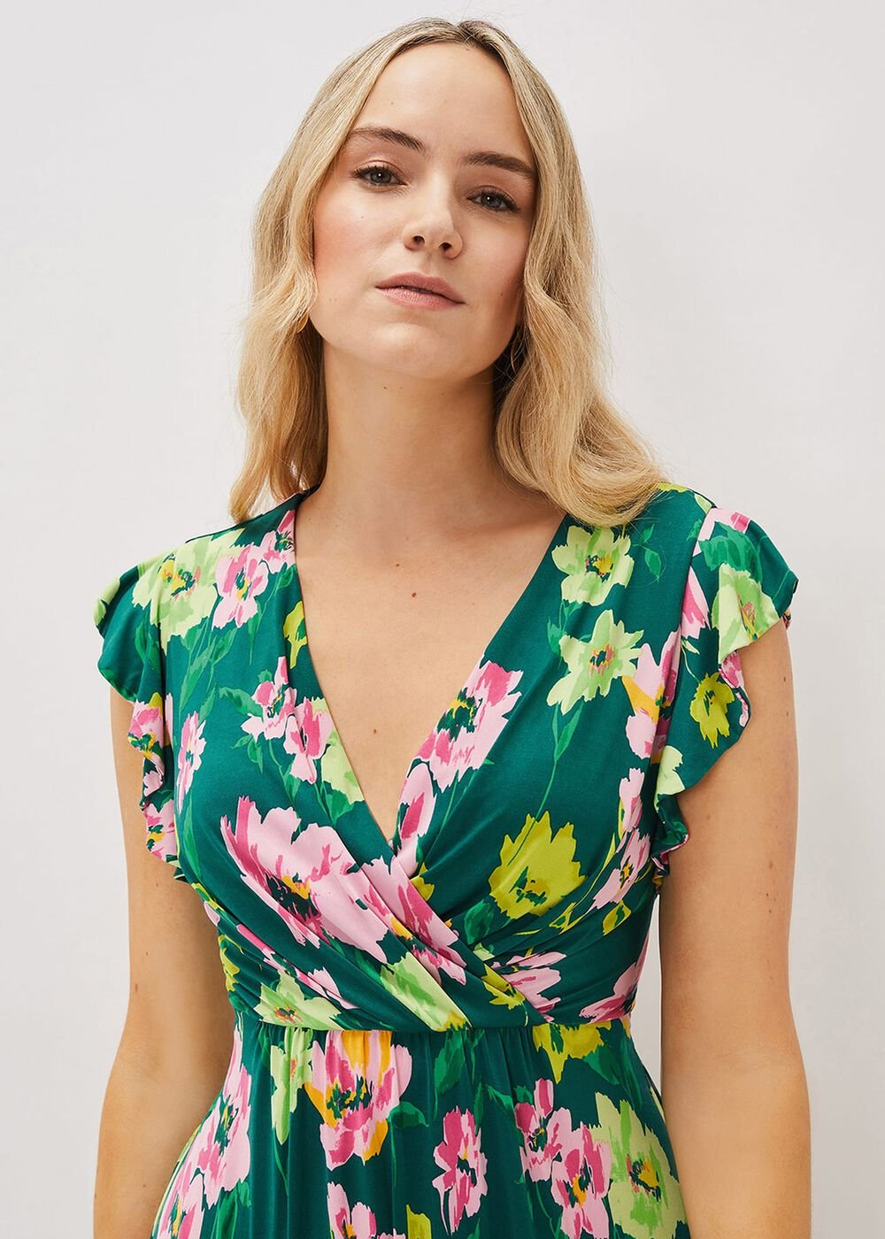 Effie Floral Jersey Maxi Dress Teal/Multi