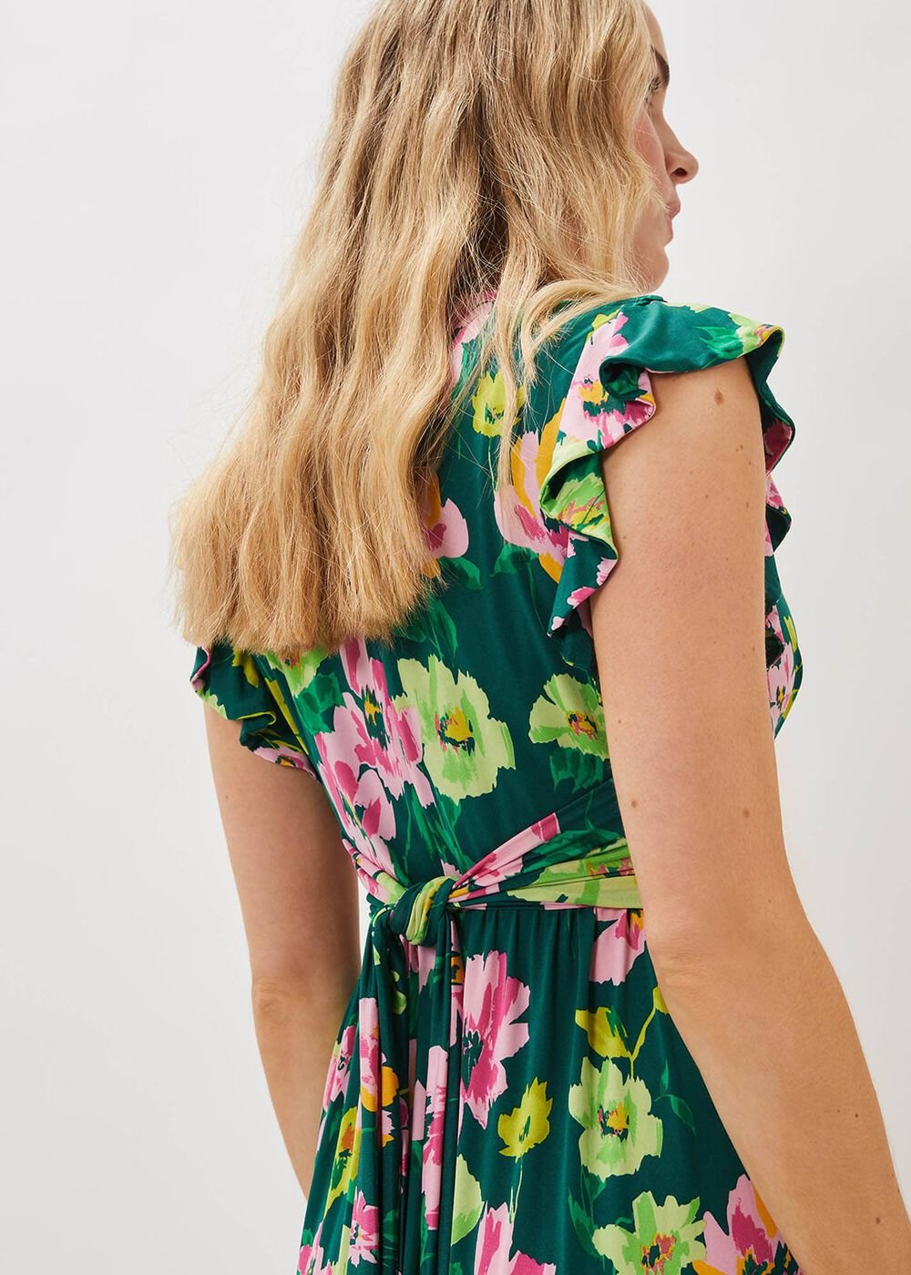 Effie Floral Jersey Maxi Dress Teal/Multi