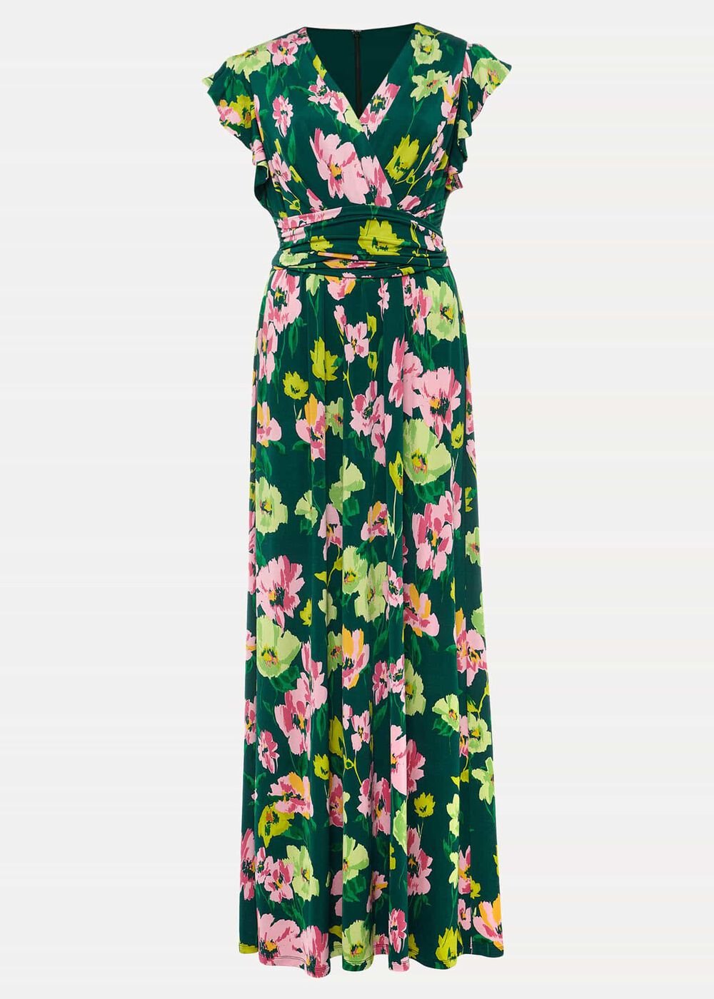 Effie Floral Jersey Maxi Dress Teal/Multi