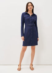 Kathryn Denim Fitted Jersey Dress Denim