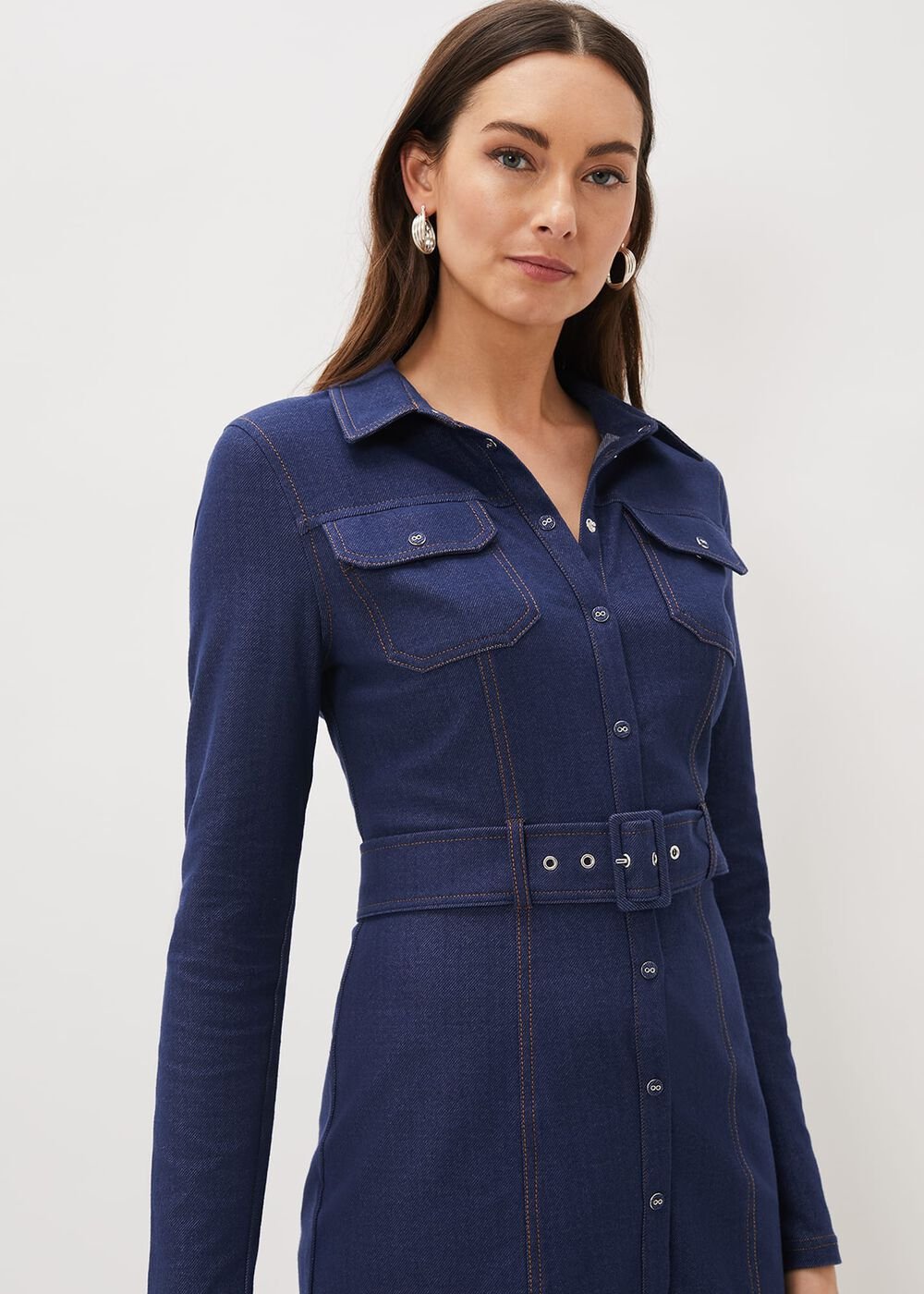 Kathryn Denim Fitted Jersey Dress Denim