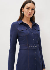 Kathryn Denim Fitted Jersey Dress Denim
