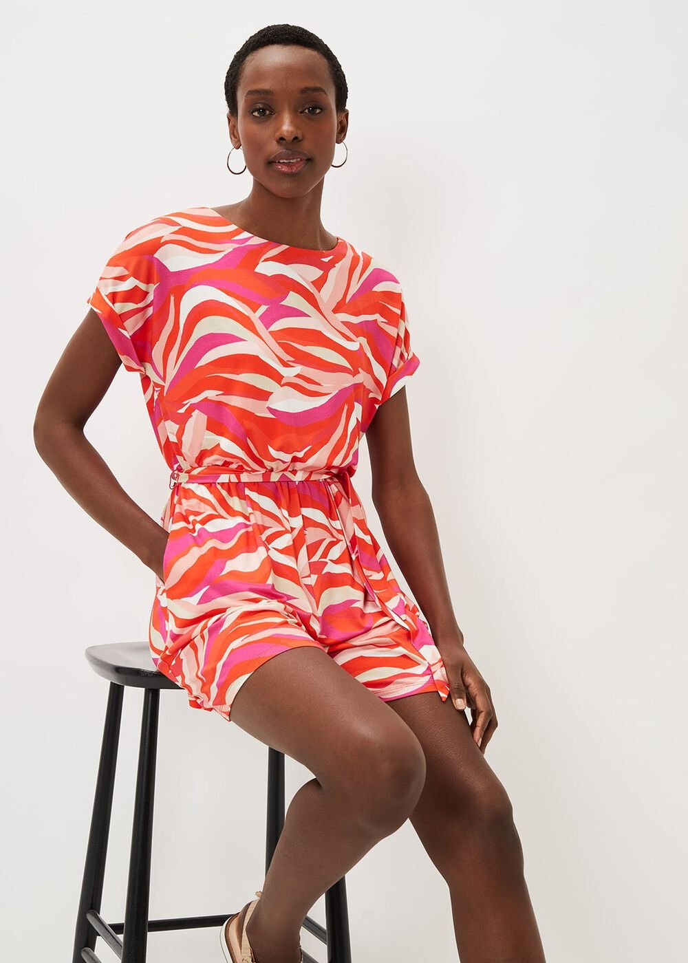 Meryl Jersey Wave Print Playsuit Multi-Coloured