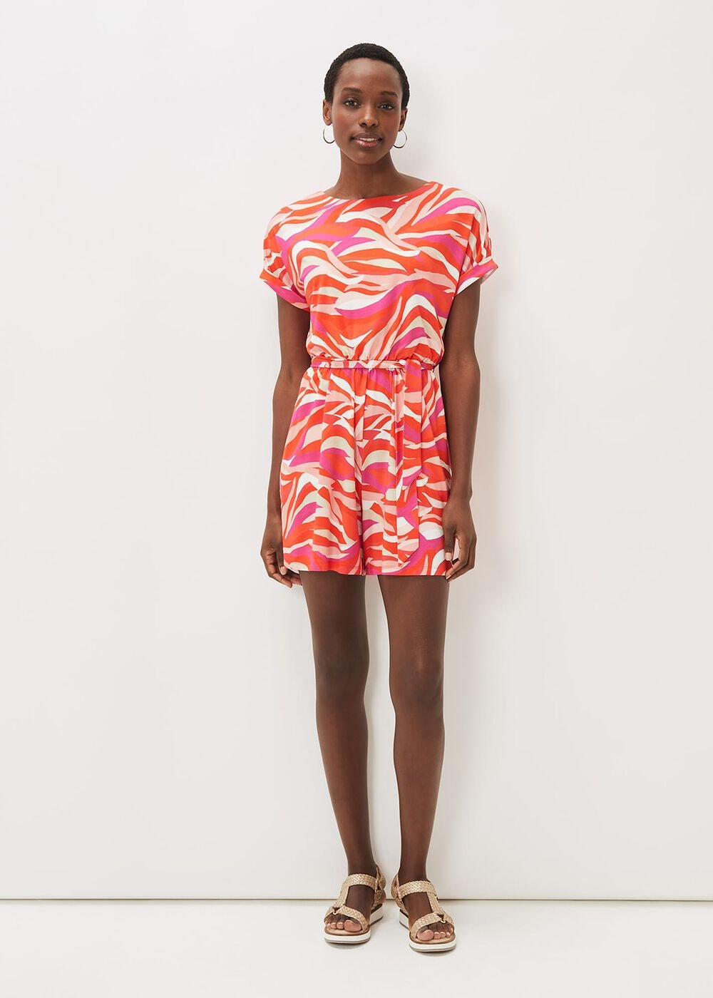 Meryl Jersey Wave Print Playsuit Multi-Coloured