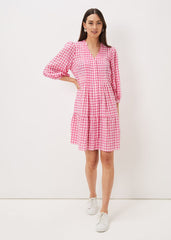 Oona Gingham Swing Dress Pink/Ivory