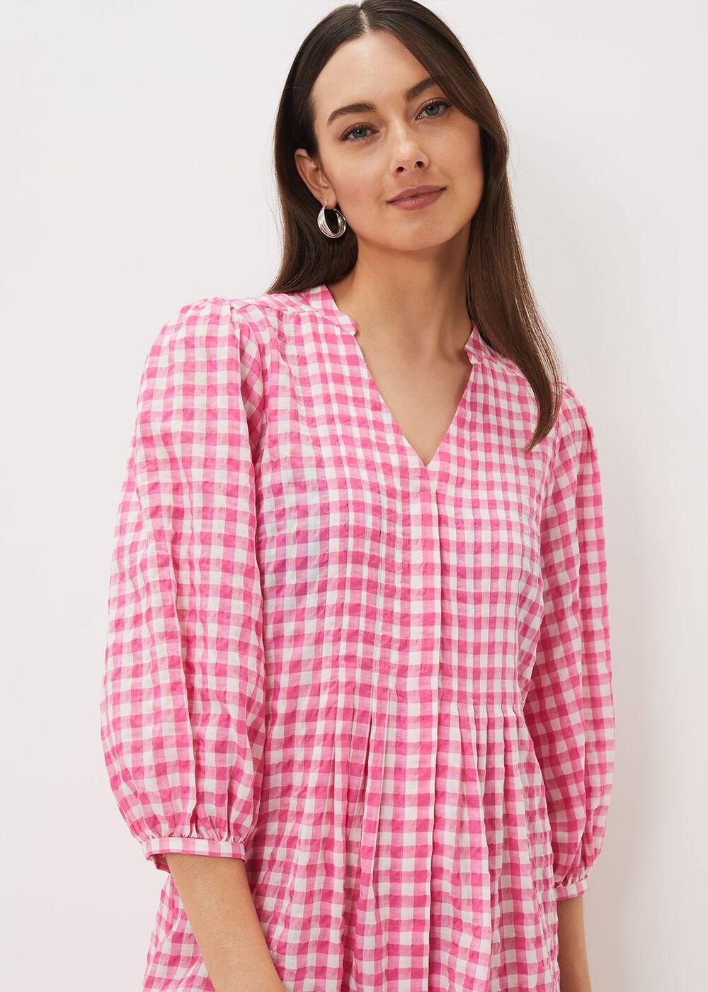 Oona Gingham Swing Dress Pink/Ivory
