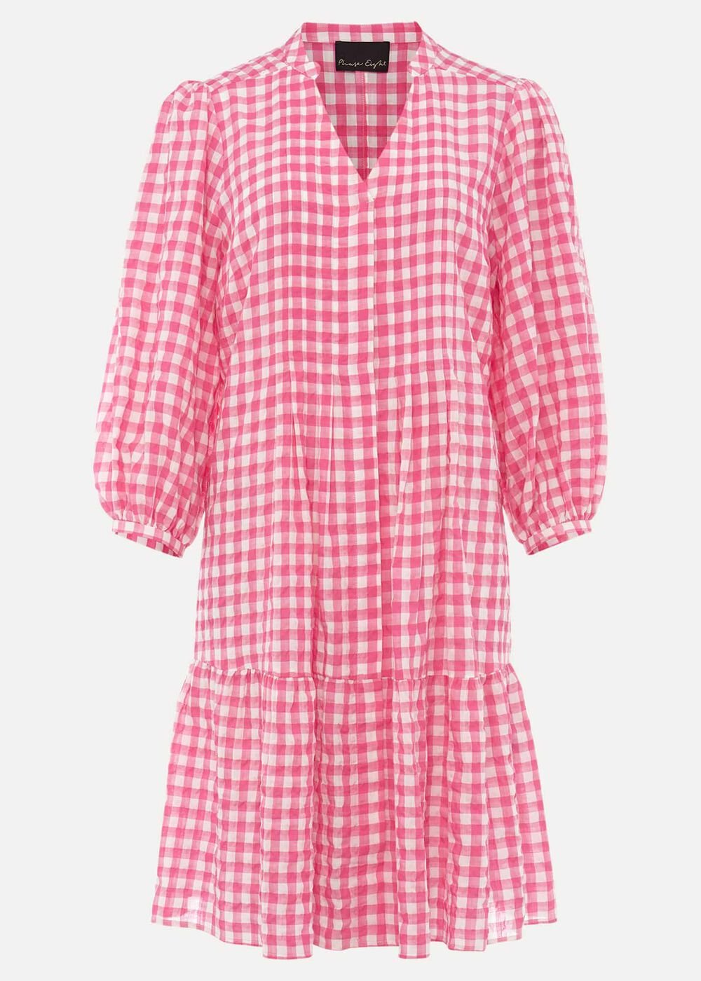 Oona Gingham Swing Dress Pink/Ivory