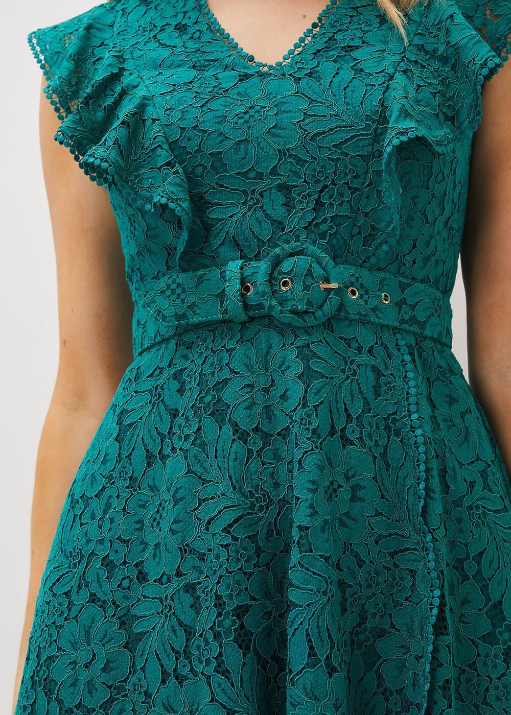 Priya Lace Frill Dress Jade