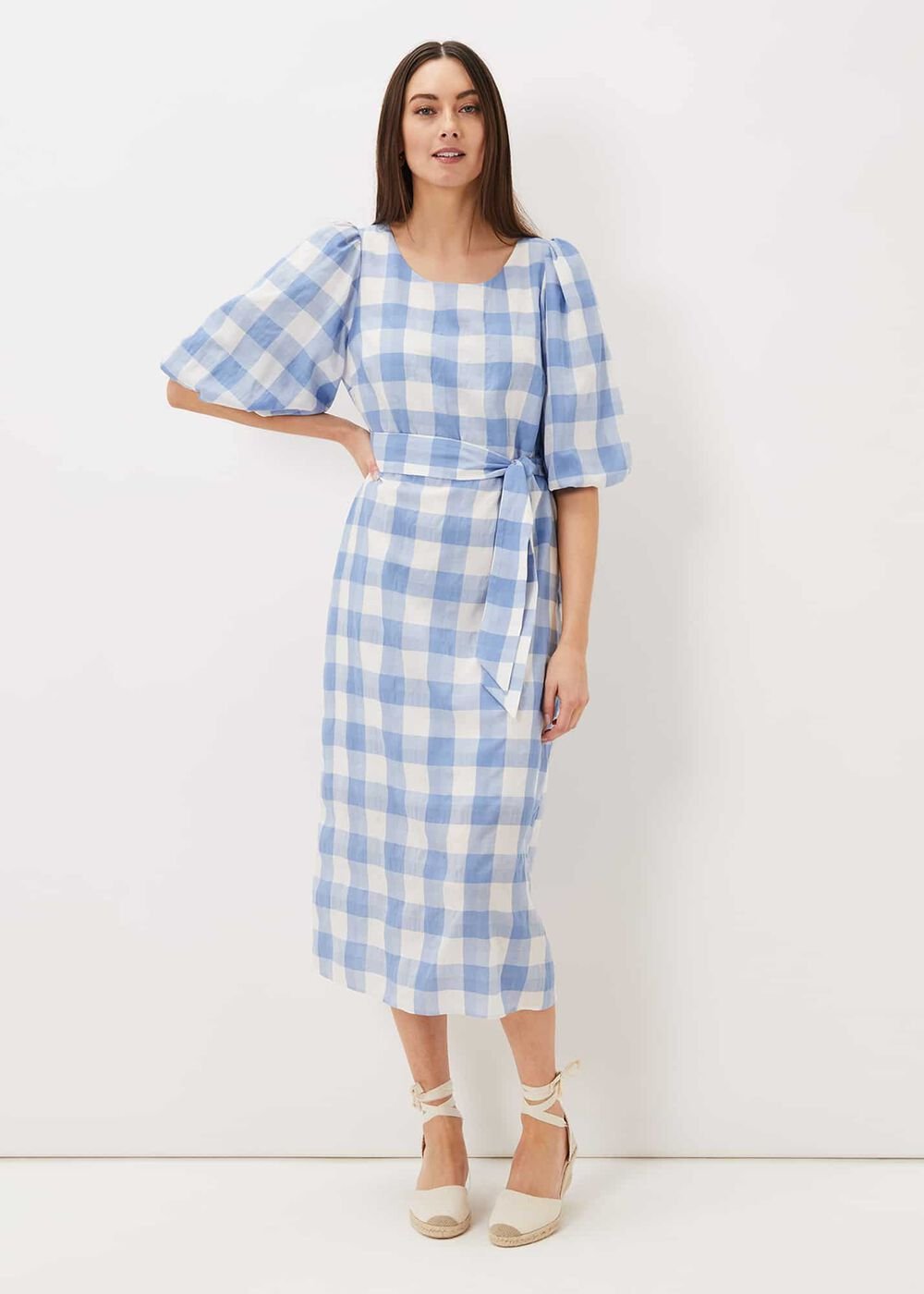 Alina Check Midi Dress Blue/White