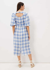 Alina Check Midi Dress Blue/White