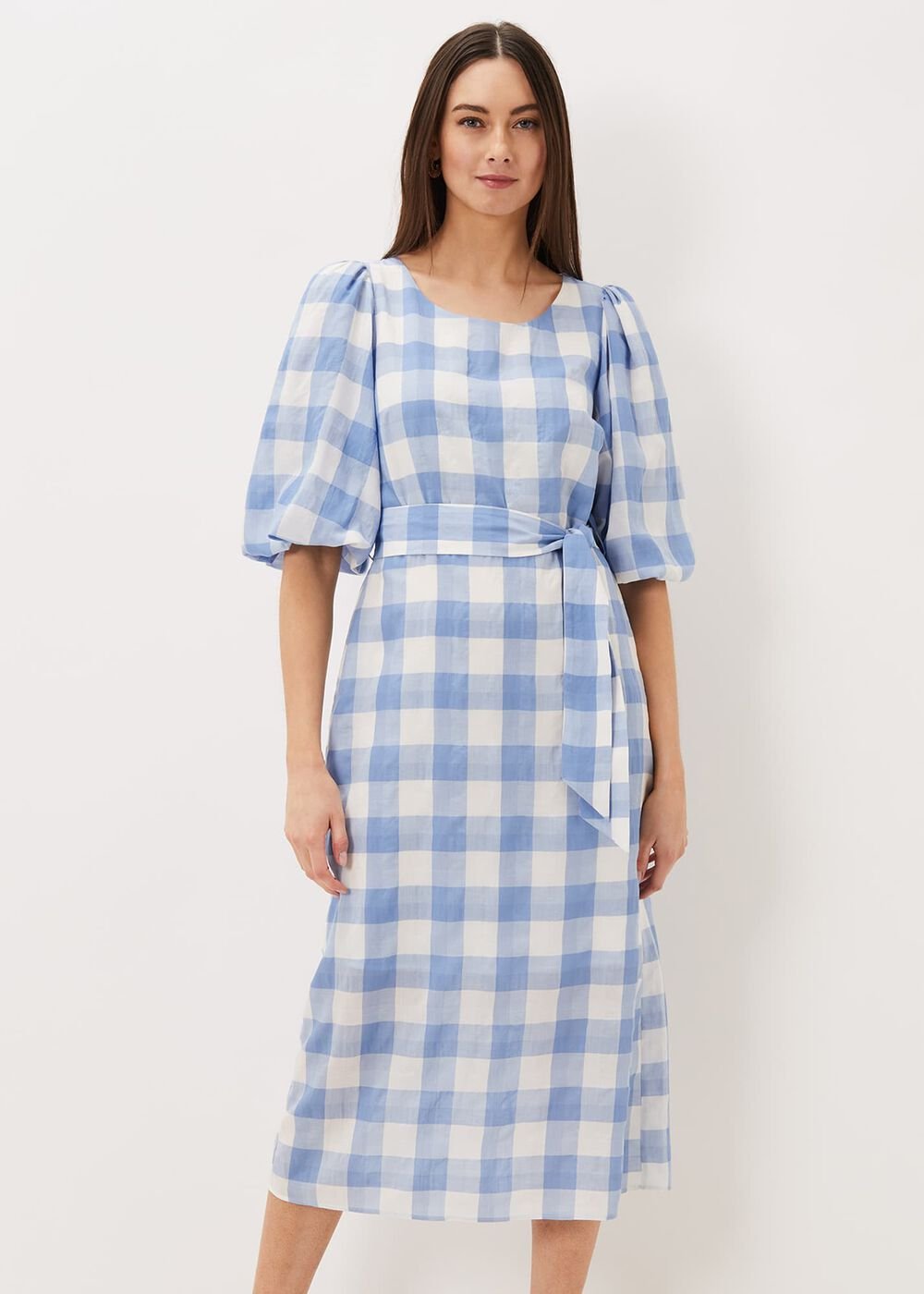 Alina Check Midi Dress Blue/White