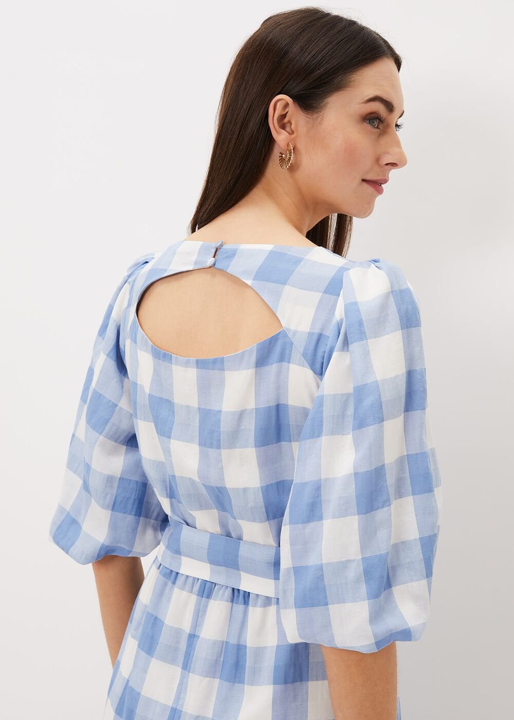 Alina Check Midi Dress Blue/White