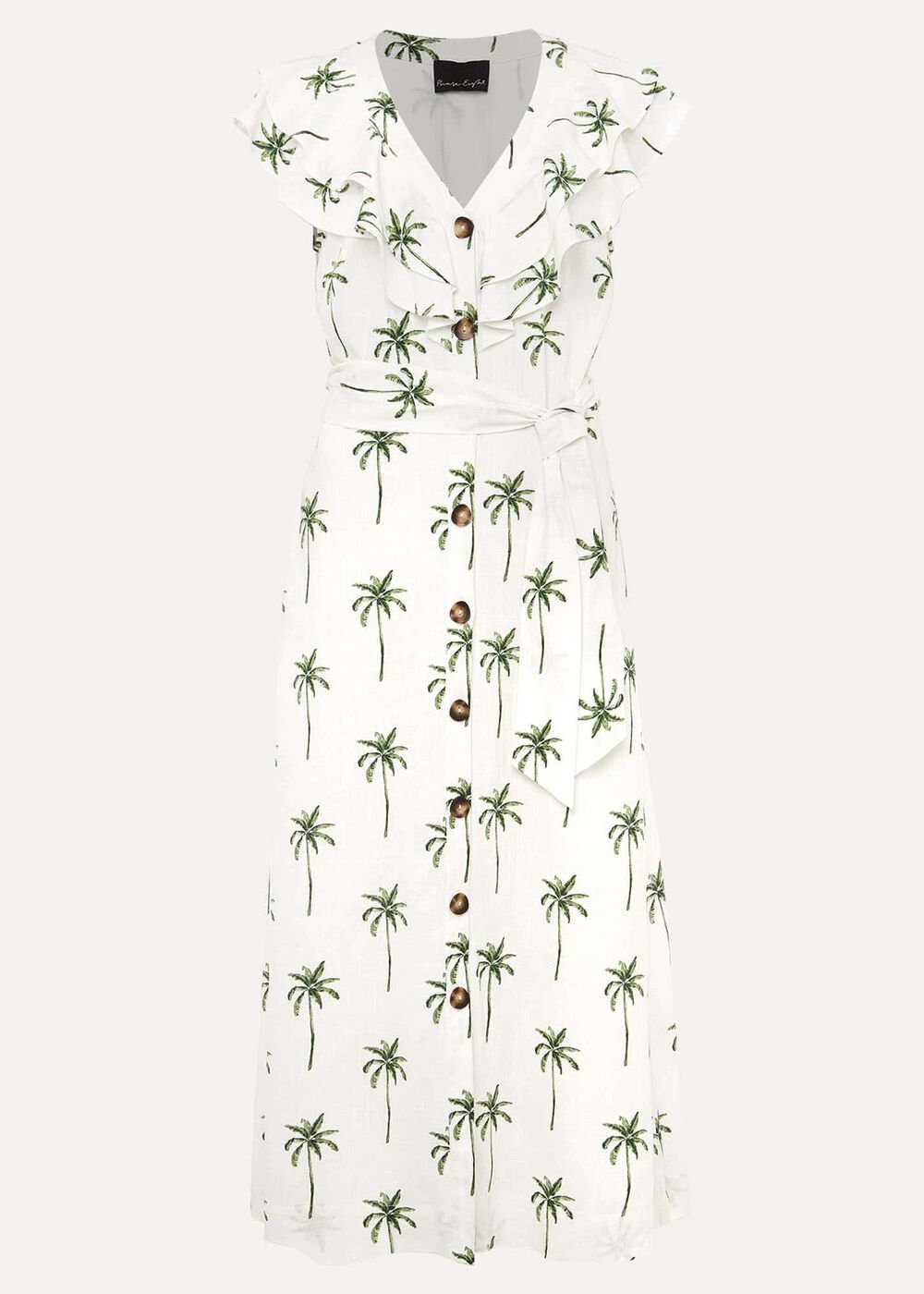 Jamilla Palm Print Midi Dress Ivory/Green