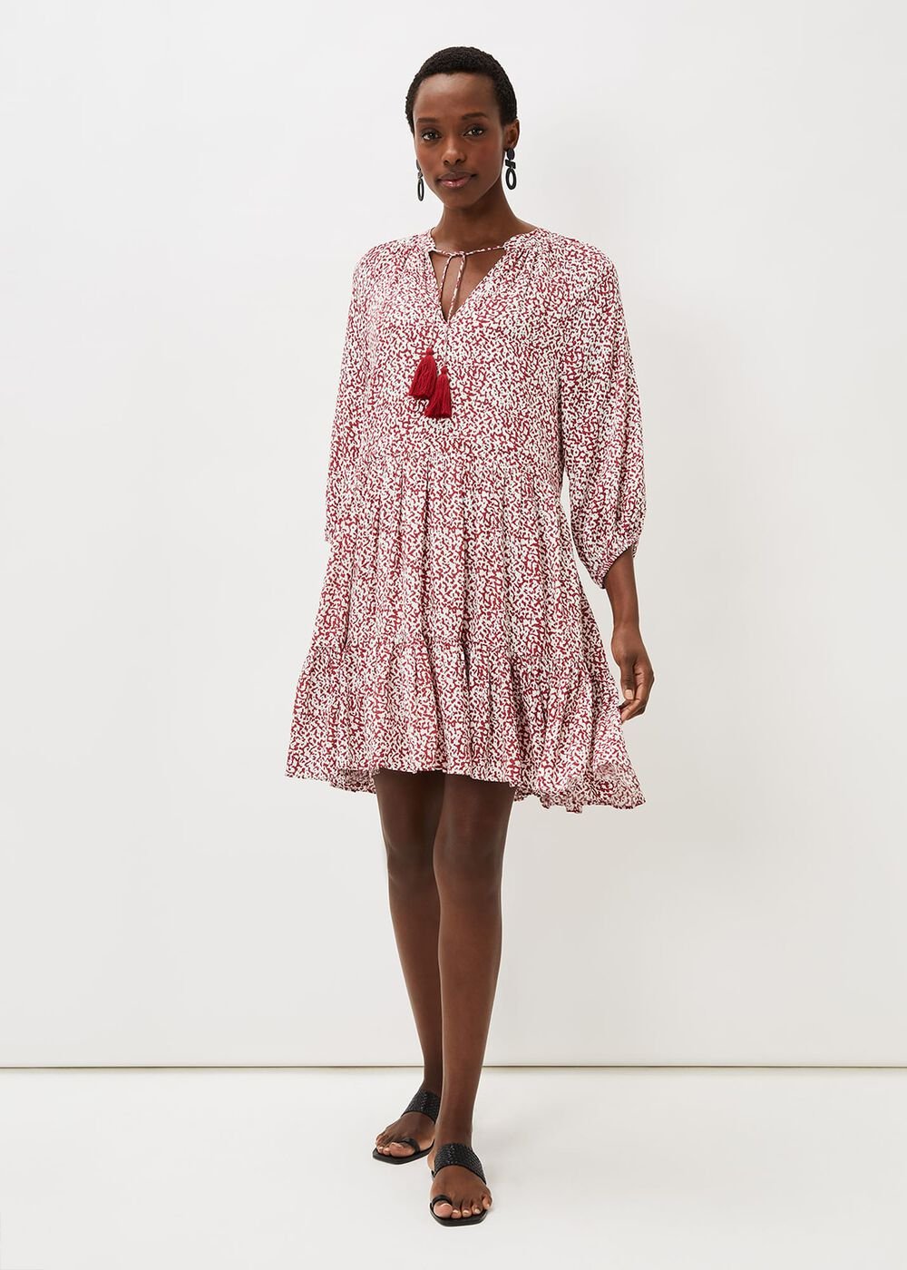 Lara Print Swing Dress Rust/Ivory
