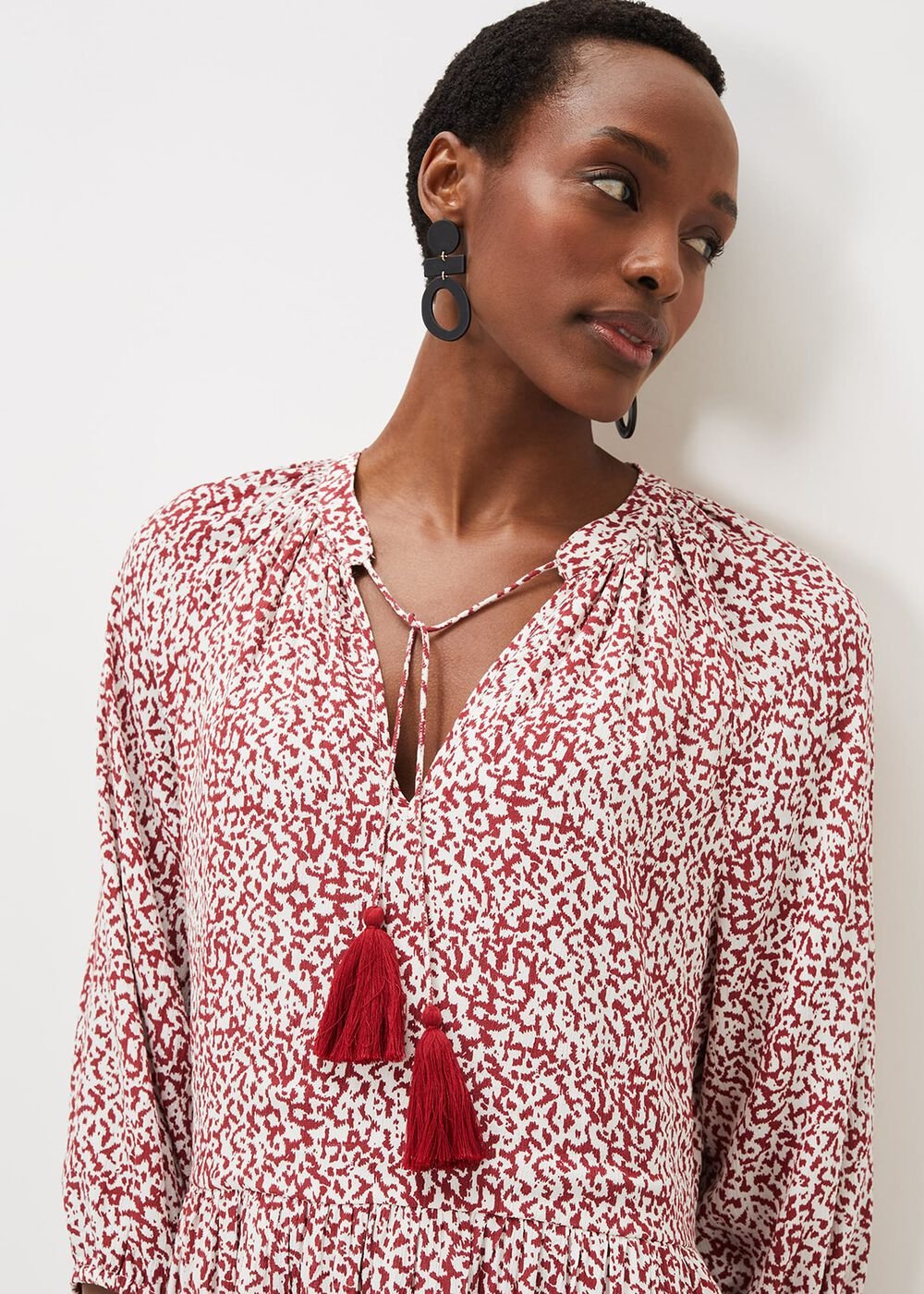 Lara Print Swing Dress Rust/Ivory