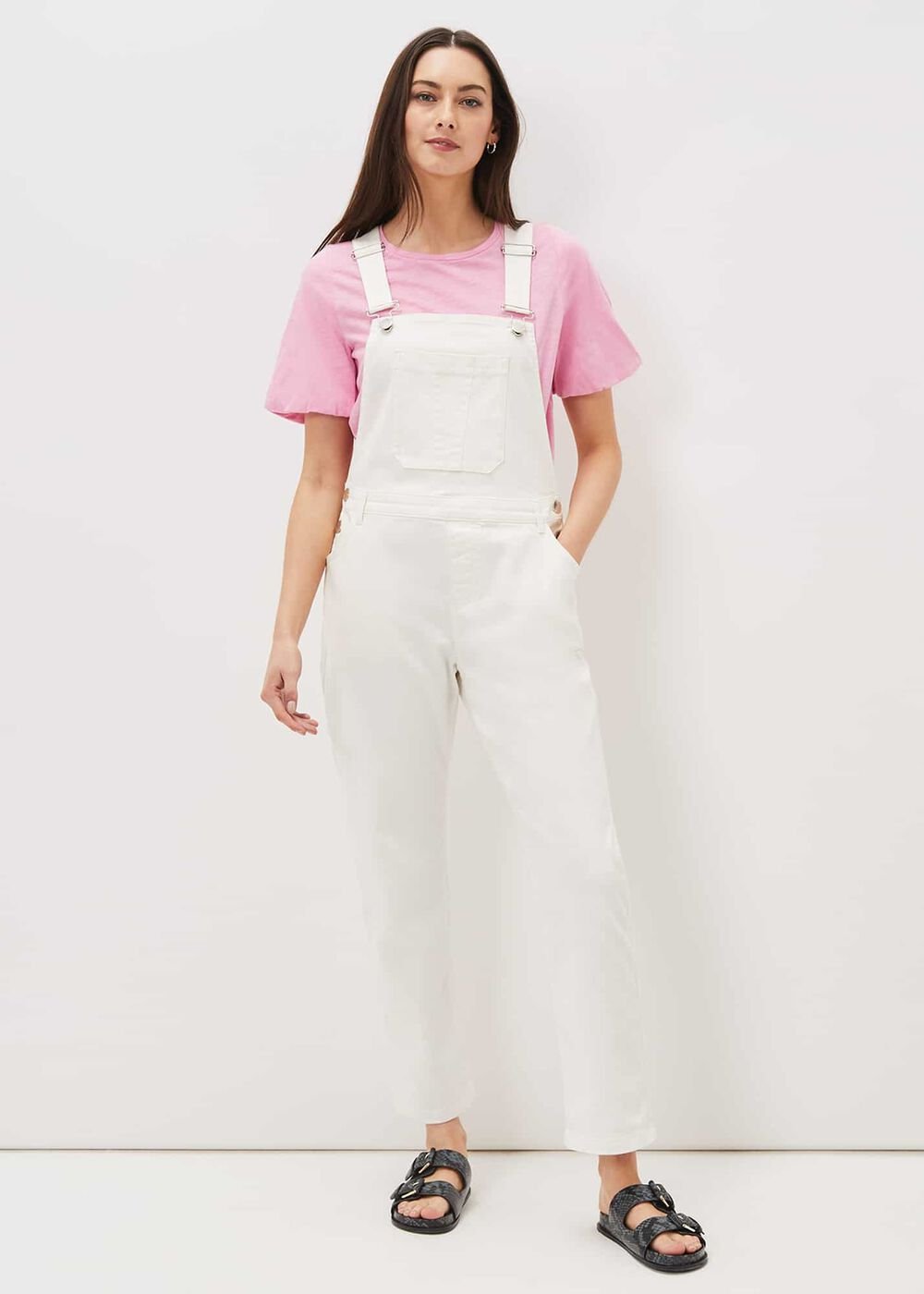 Khari Denim Dungarees White