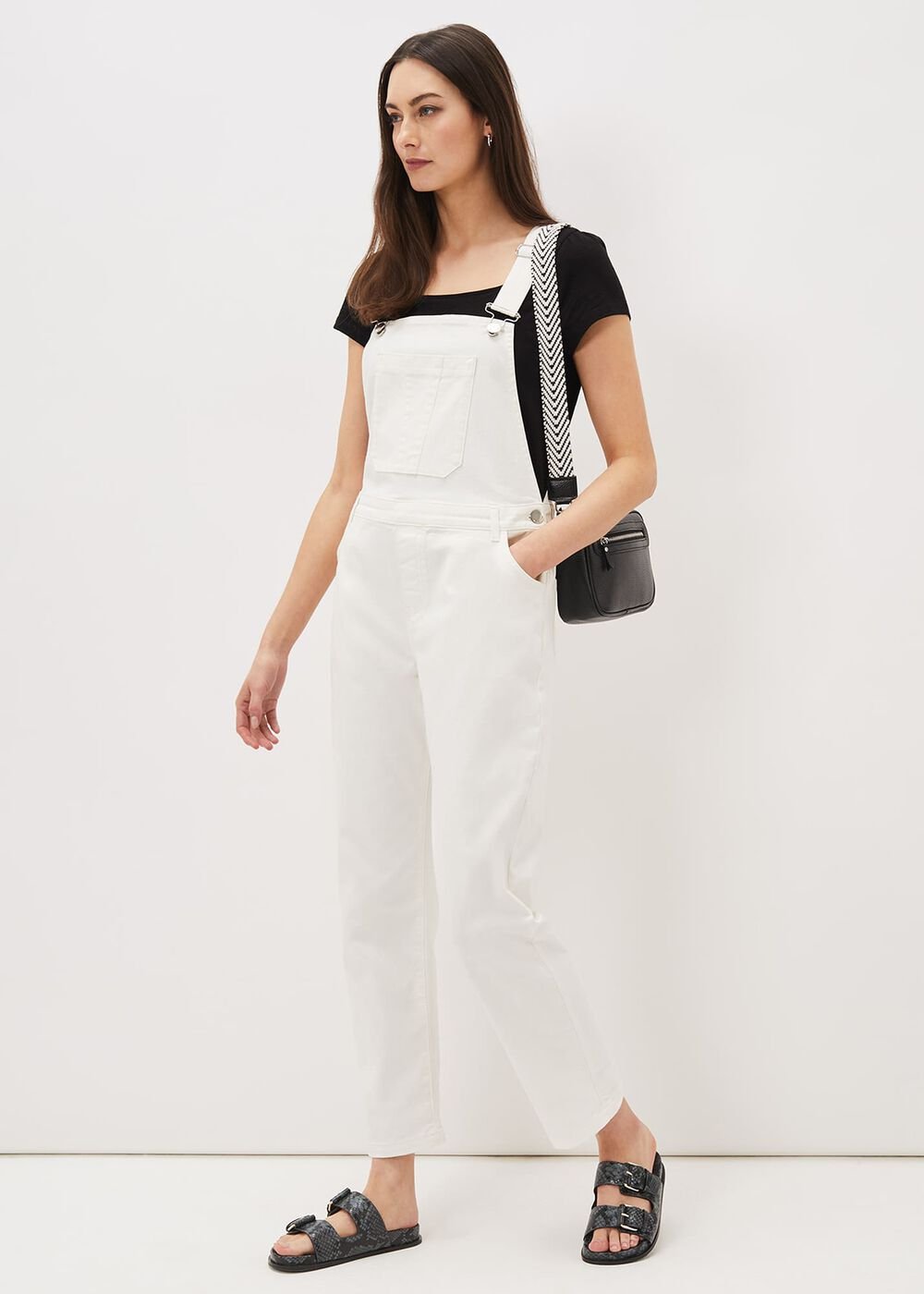 Khari Denim Dungarees White