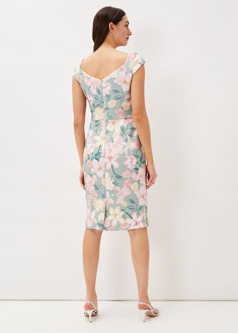 Jessia Floral Scuba Dress Sage/Multi