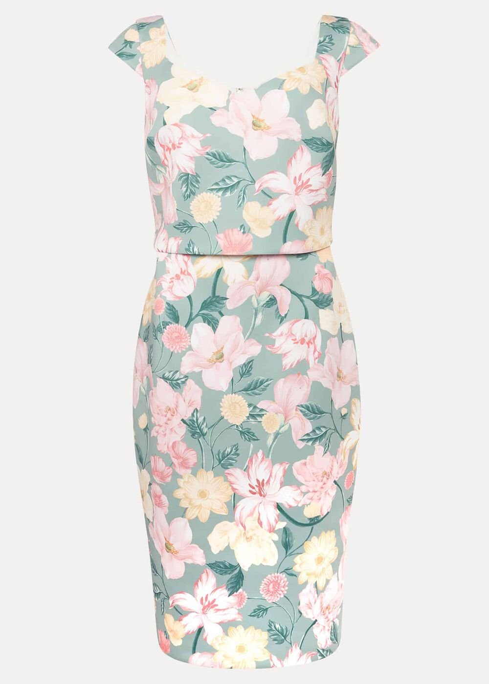 Jessia Floral Scuba Dress Sage/Multi