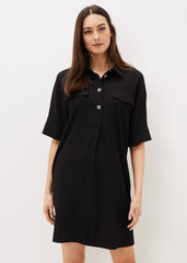 Faye Textured Tunic Dress Black