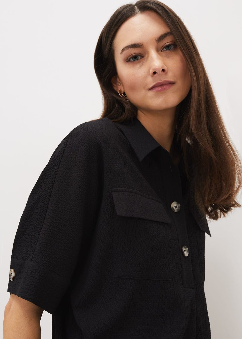 Faye Textured Tunic Dress Black