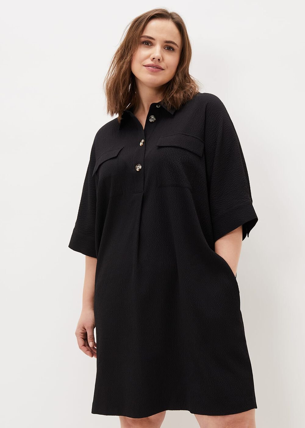 Faye Textured Tunic Dress Black