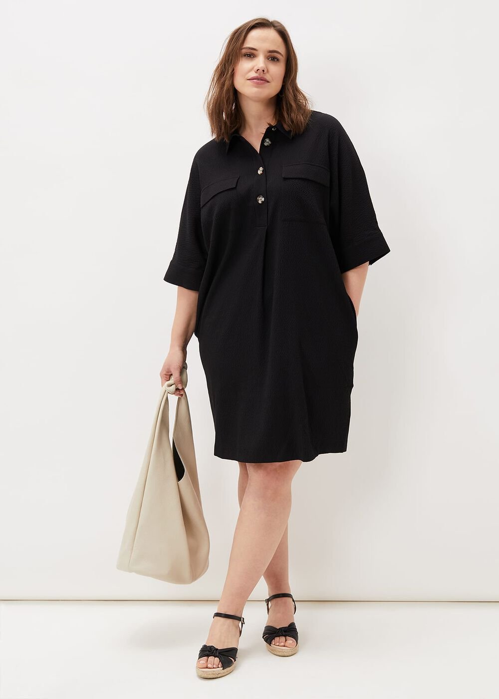 Faye Textured Tunic Dress Black