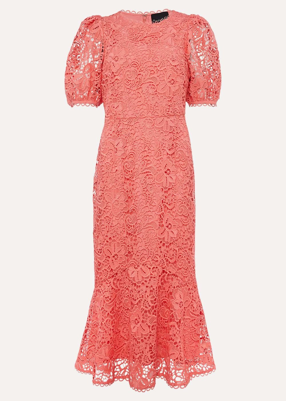 Lidia Guipure Lace Fishtail Dress Watermelon