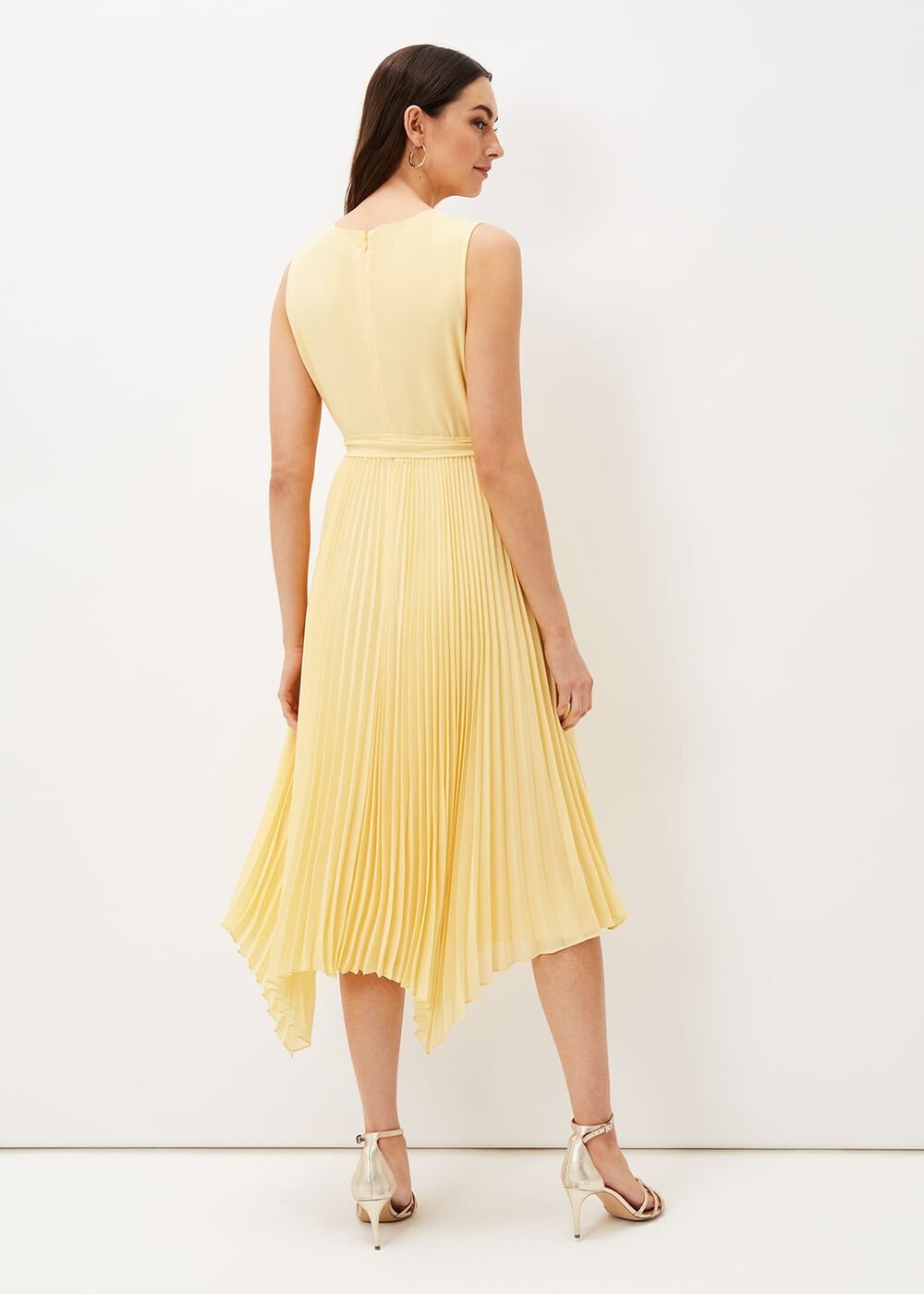 Petra Pleated Wrap Dress Pale Yellow