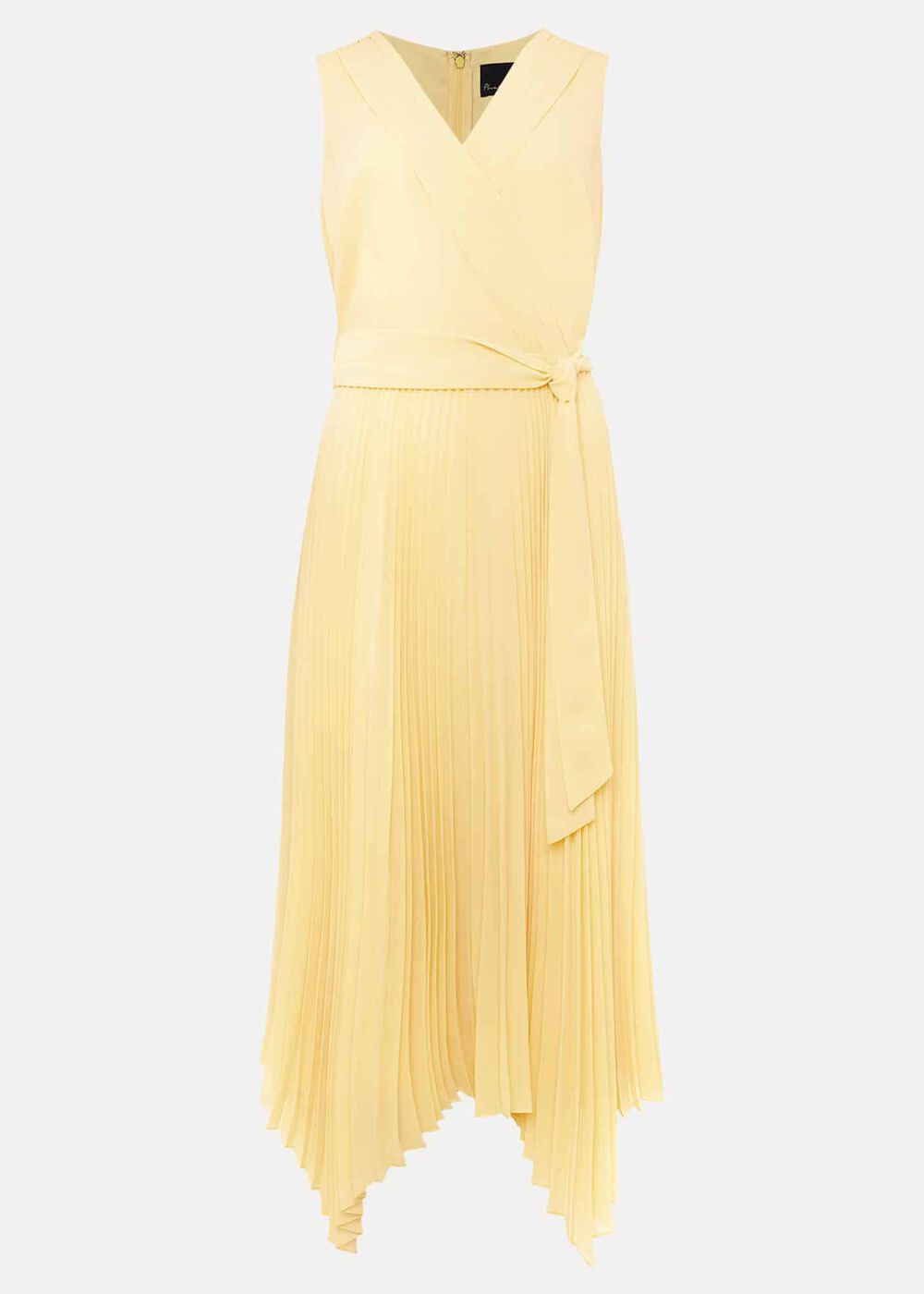Petra Pleated Wrap Dress Pale Yellow