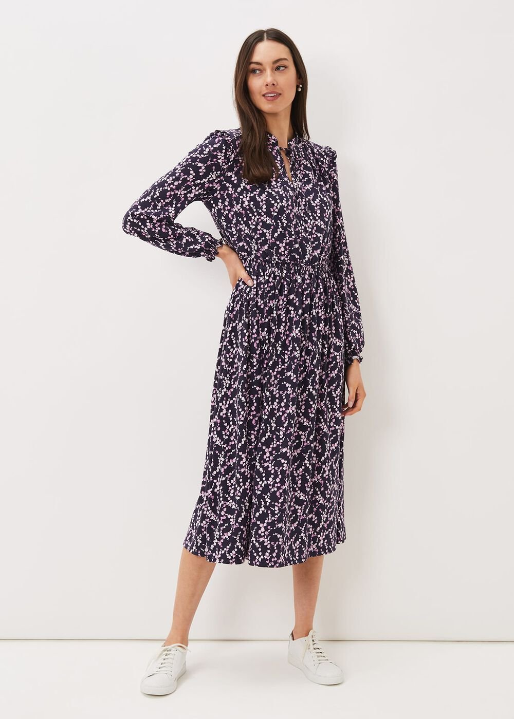 Shay Floral Midi Dress Purple/Pink