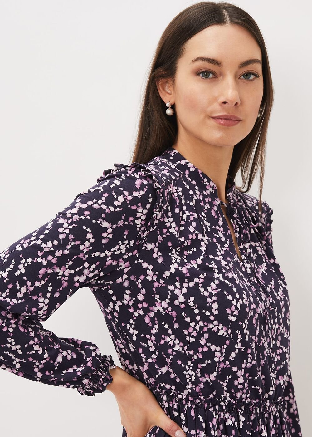 Shay Floral Midi Dress Purple/Pink