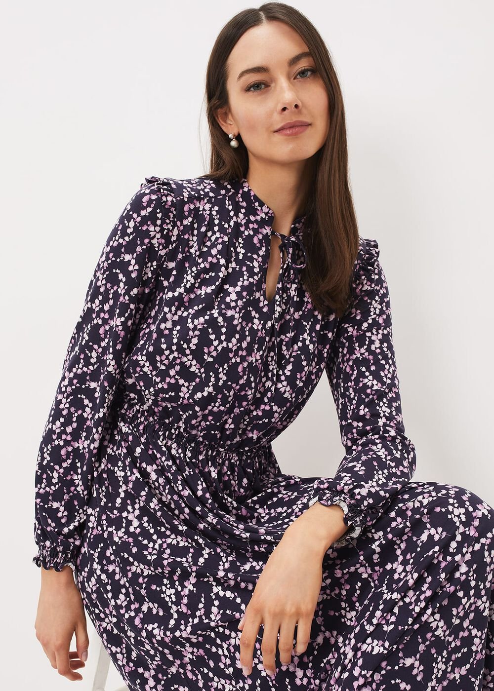 Shay Floral Midi Dress Purple/Pink