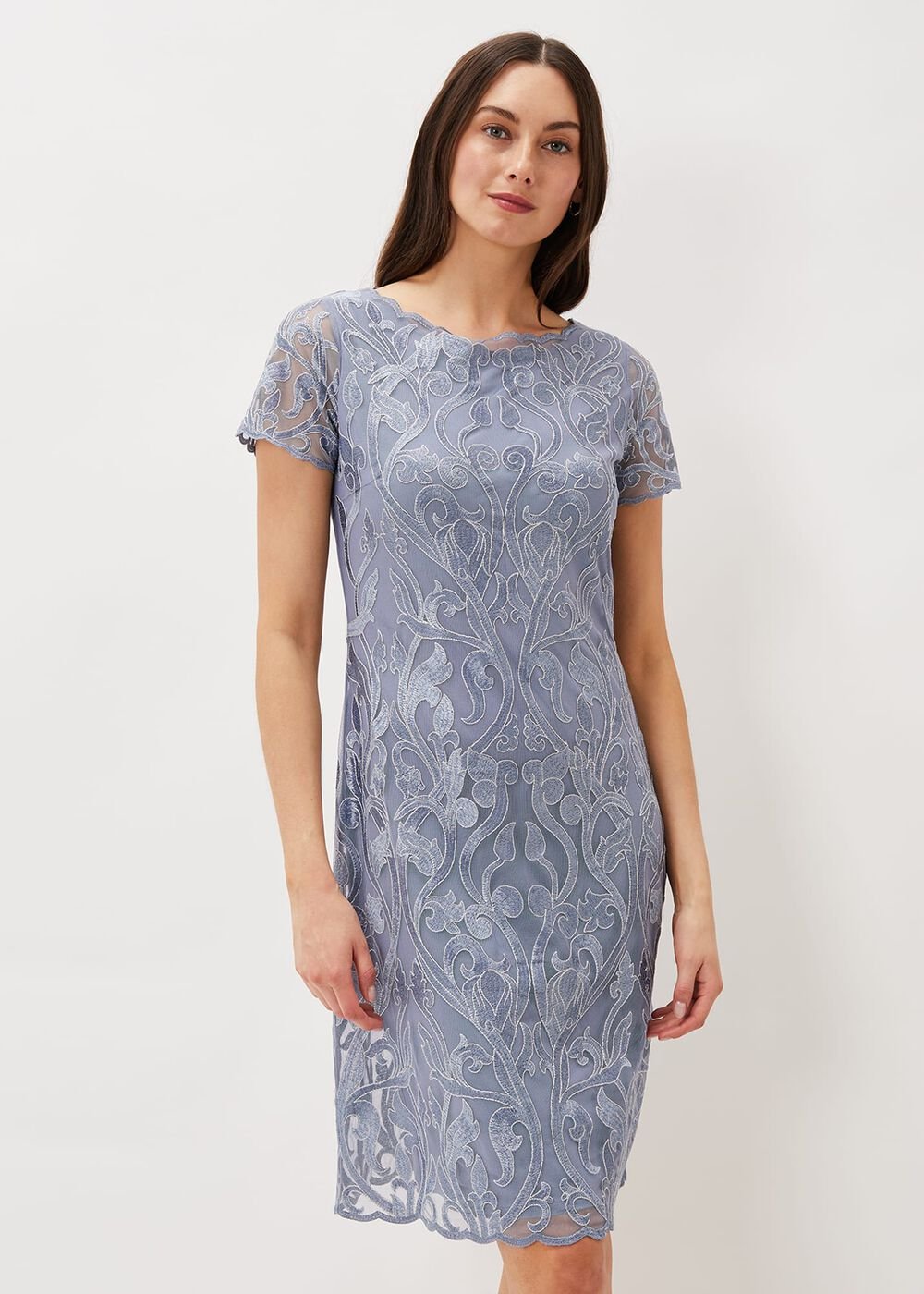 Bea Embroidered Dress Arctic Blue
