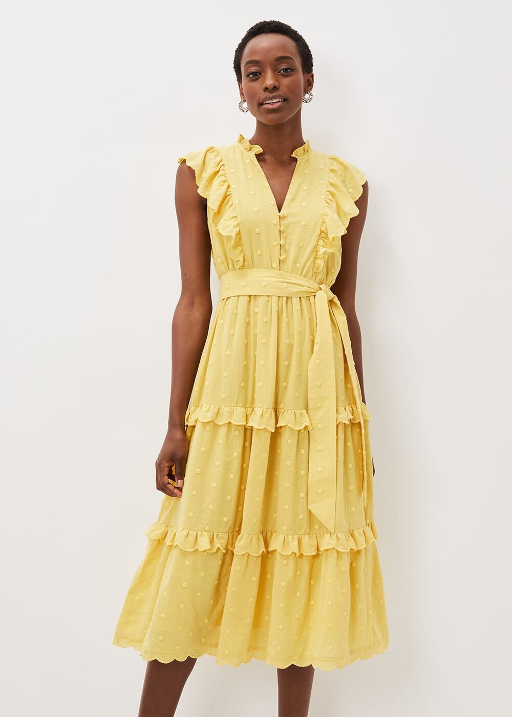 Parissa Cotton Frill Dress Yellow