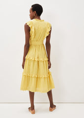Parissa Cotton Frill Dress Yellow
