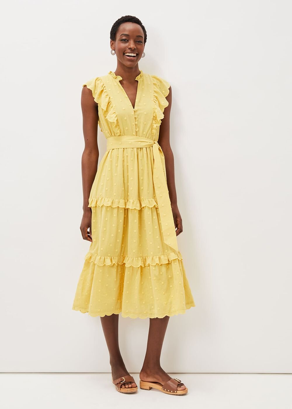 Parissa Cotton Frill Dress Yellow