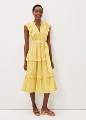 Parissa Cotton Frill Dress Yellow