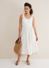 Jennie Strappy Tiered Dress White