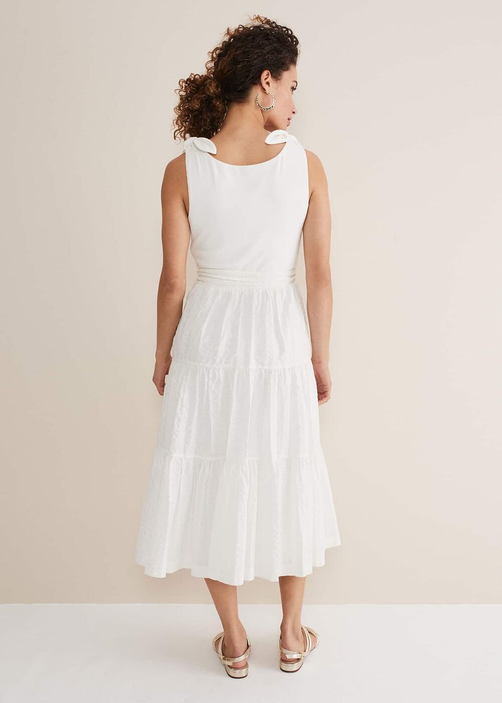 Jennie Strappy Tiered Dress White