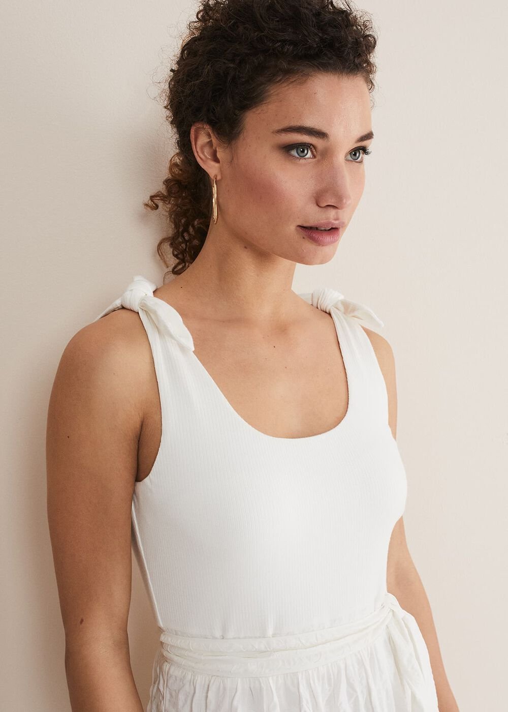 Jennie Strappy Tiered Dress White