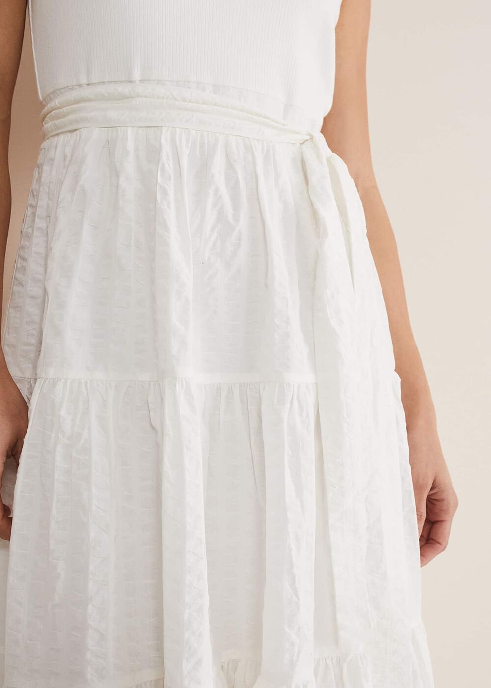 Jennie Strappy Tiered Dress White