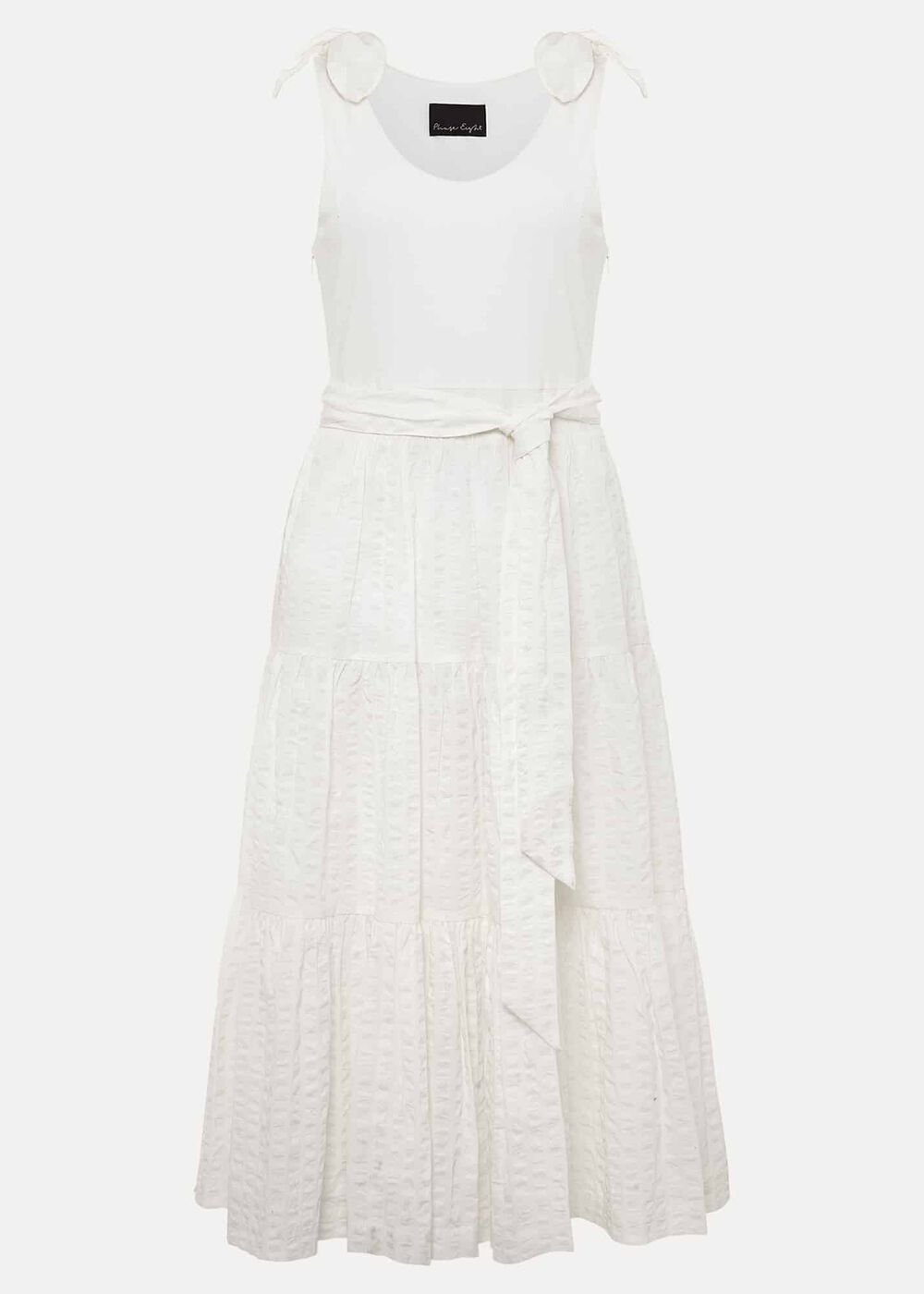 Jennie Strappy Tiered Dress White